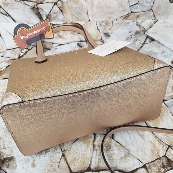 Lola Joeley Shimmy Glitter Lola Satchel Crossbody Rose Gold Small Kate Spade - Picture 13 of 14